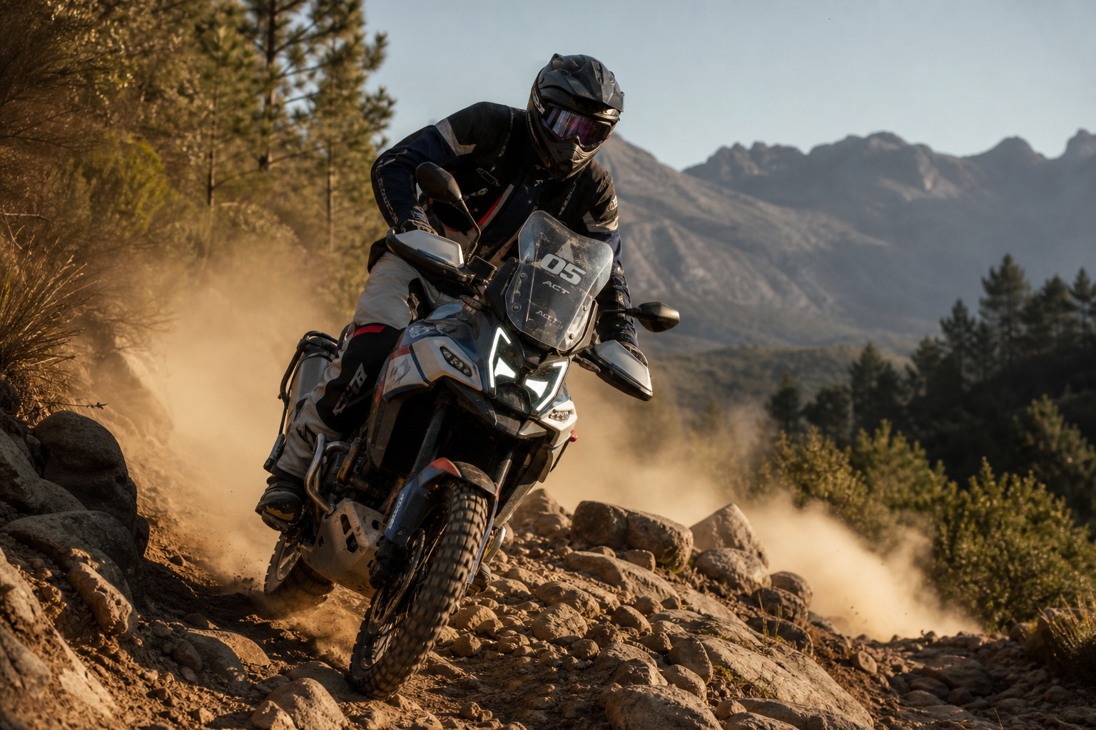 Moto trail em pista de terra